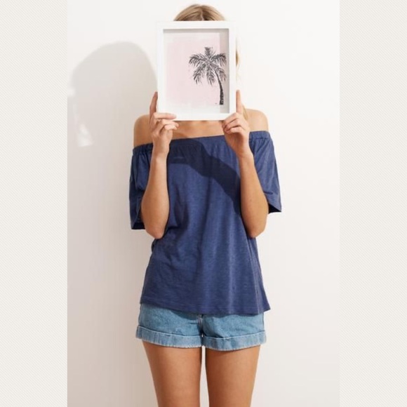 Sundry Tops - NWT Sundry Off Shoulder Short Sleeve Top- Blue
